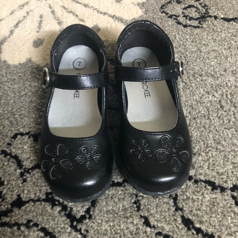 Little girl black dress shoes